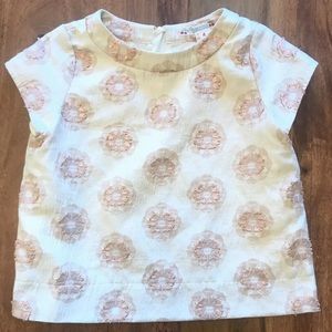 Bonpoint Size 4 Short Sleeve Metallic Floral Top